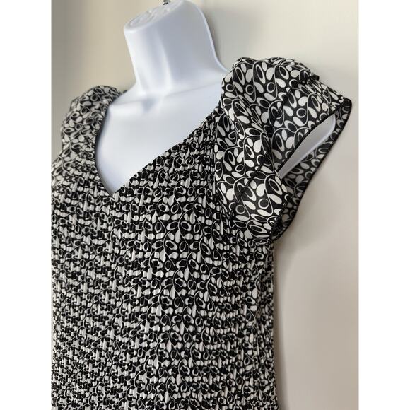 Vintage Y2K Babydoll Crinkle Top Women’s S Black White Ruffle Geometric Stretch - Picture 2 of 12